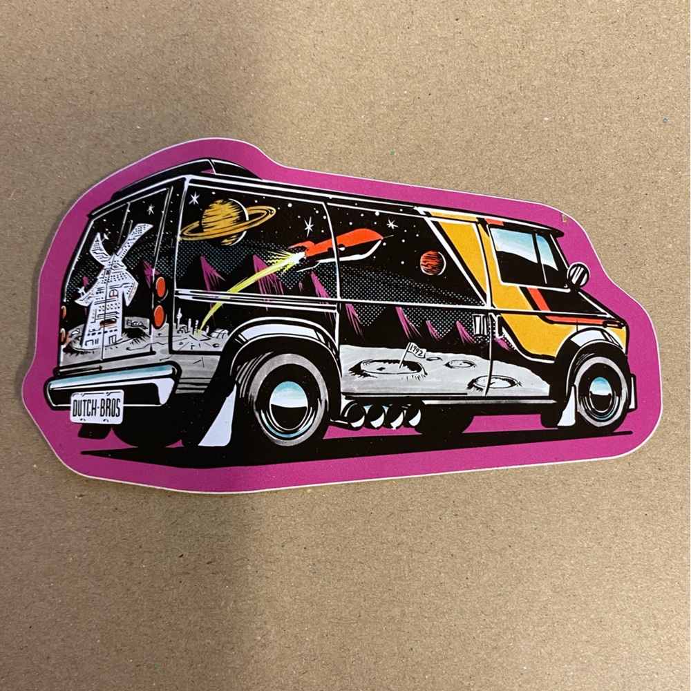 Dutch Bros Space Van Sticker! 3 for $15 on any stickers I have in my closet!